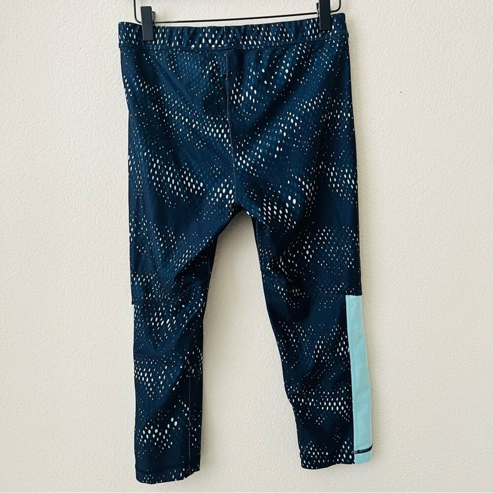 Under Armour Compression Navy Blue Aqua Mint Green Dot Print Crop Capri Leggings - Picture 3 of 4